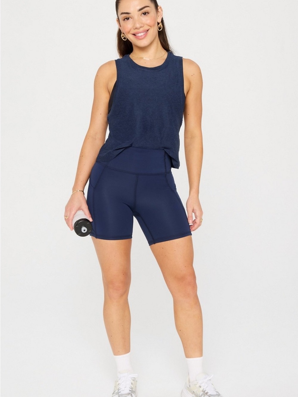 2 pairs NWOT Fabletics Navy & Black High-Waist Athletic Bike Shorts